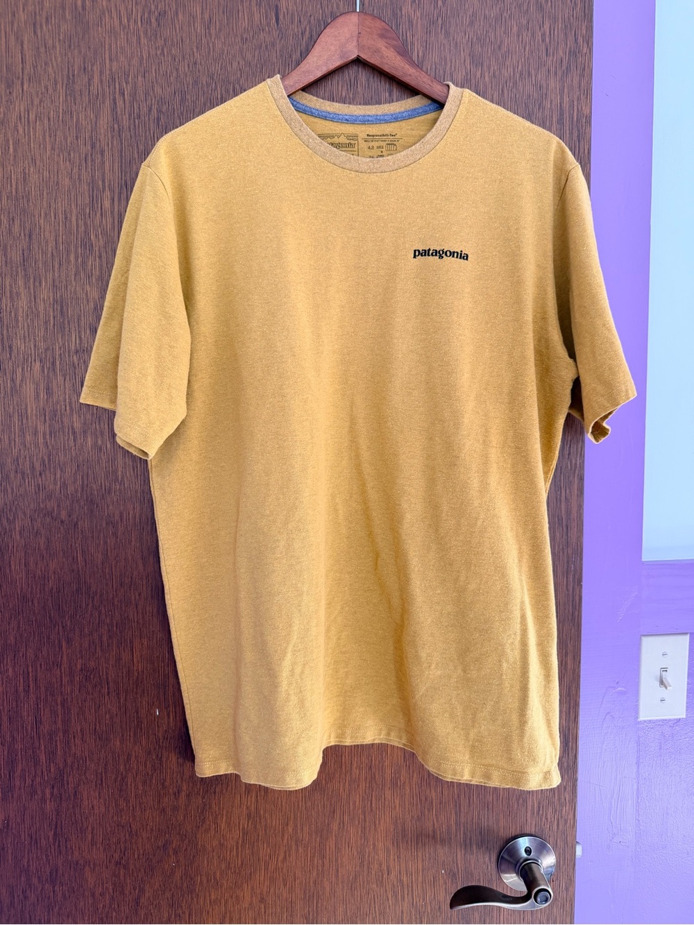 Patagonia Men's Short Sleeve Crew Tee in Mustard Yellow